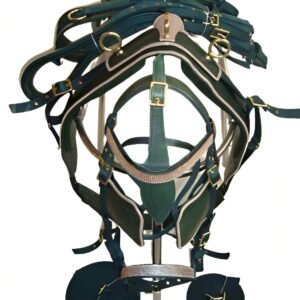 Stylish Dark Green Synthetic Nylon Driving Harness for Single Horse