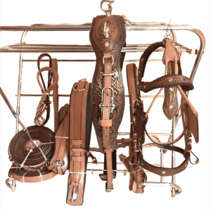 Vintage Brown Leather Driving Harness with Antique Finish